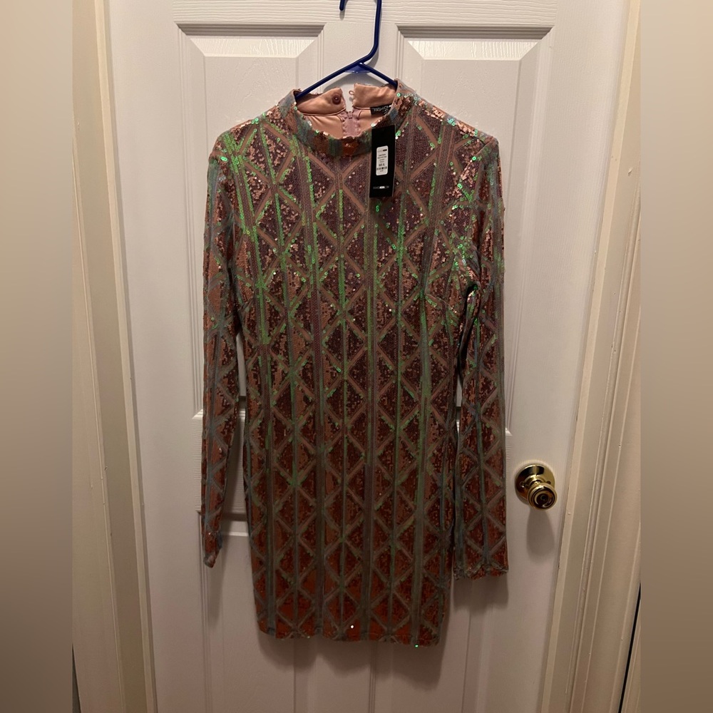 Pink sparkly dress from Fashion Nova